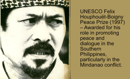 UNESCO Felix Houphouët-Boigny Peace Prize (1997) – Awarded for his role in promoting peace and dialogue in the Southern Philippines, particularly in the Mindanao conflict.